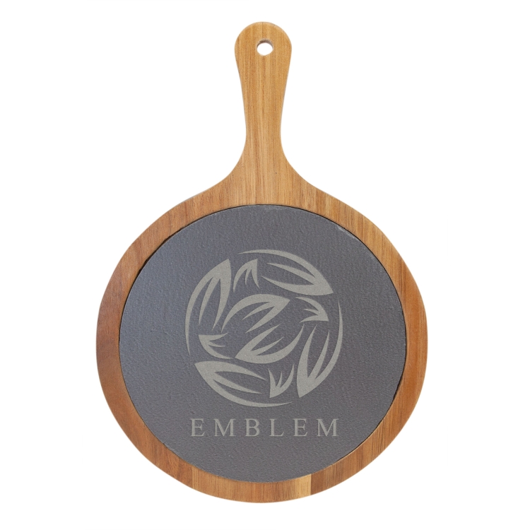 Lilly Acacia Wood & Slate Round Serving Board 1