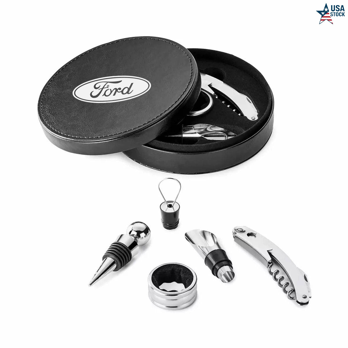 WineVault 4 PC Leatherette Case Wine Opener Set & Corkscrew 2