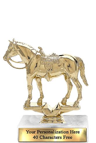 Trophy: 7", 2x3 white marble base, Western Horse G 1
