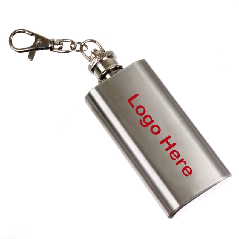Mini 2oz stainless steel flask with keychain 1