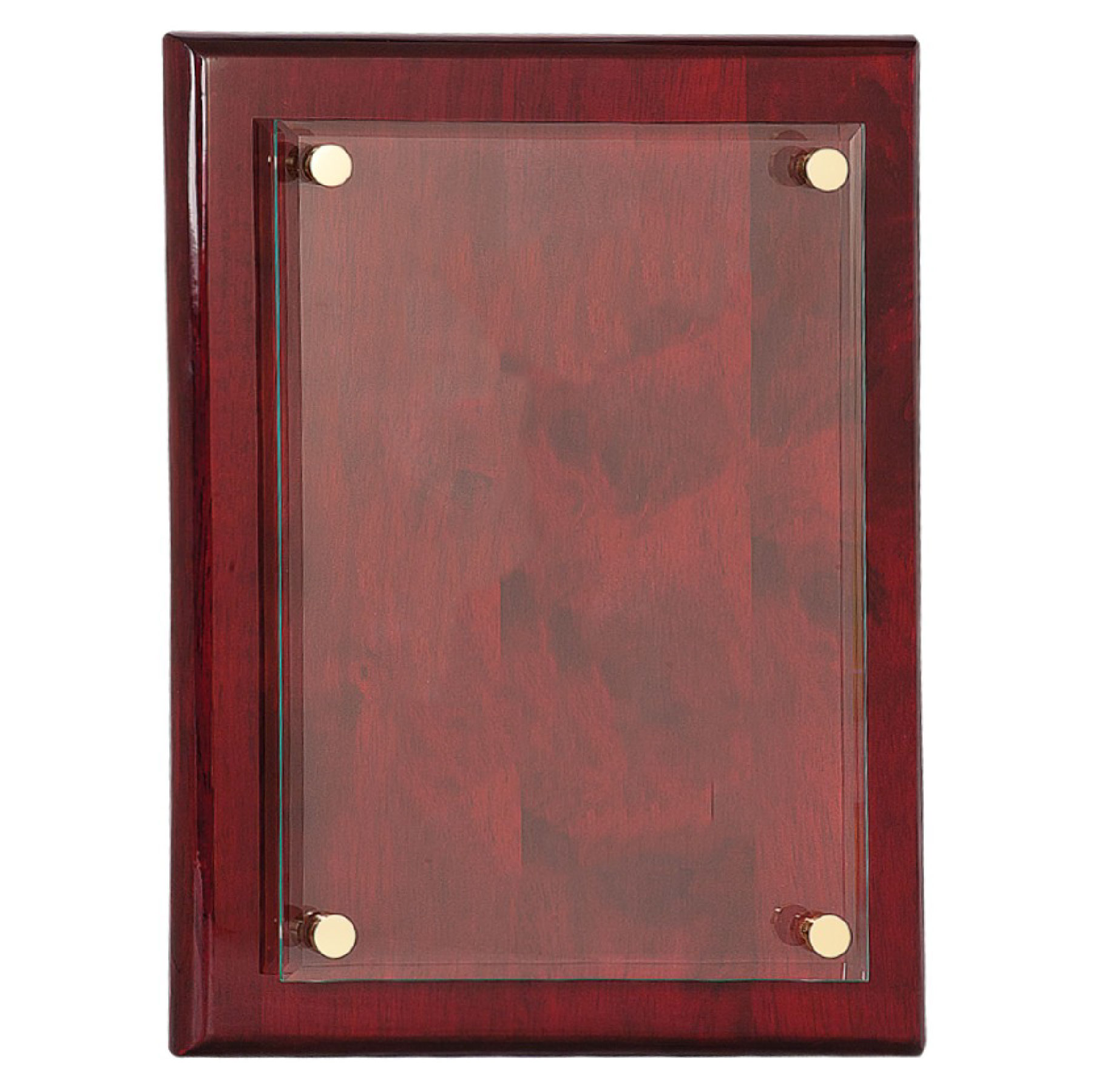 10 1/2" x 13" Rosewood Piano Finish Floating Glass Plaque 2