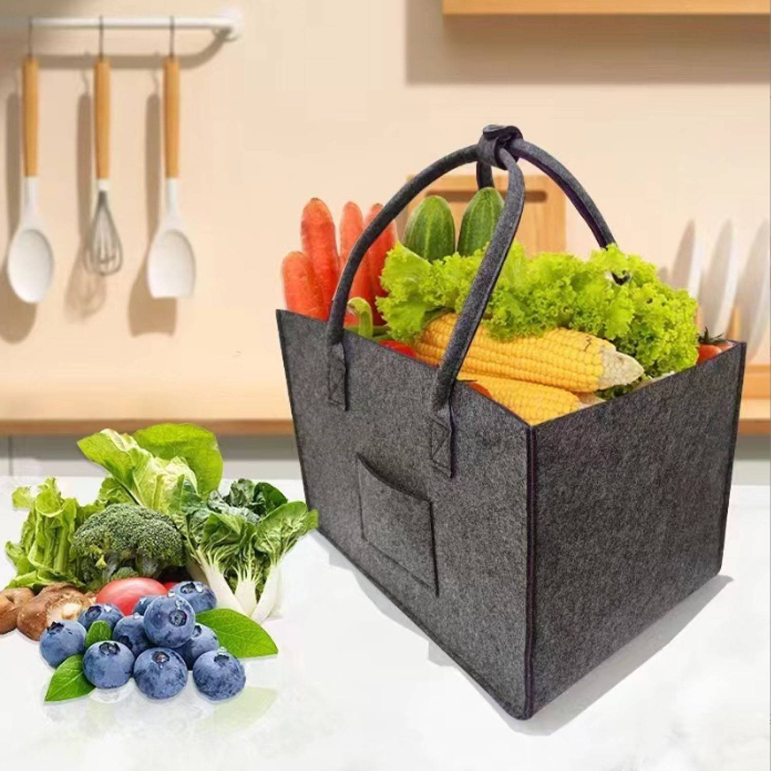 Foldable Felt Shopping Tote Bag, custom tote bag with logo imprint 11