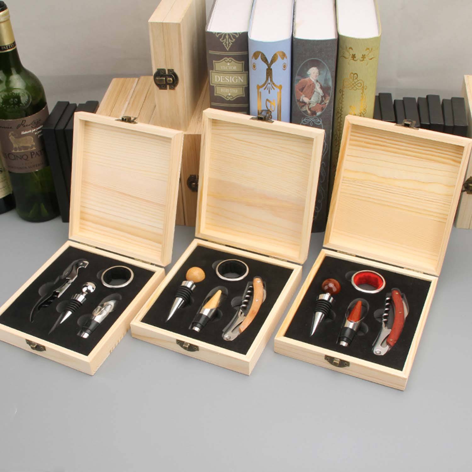 4 Piece Bamboo Wine Tool Set 1