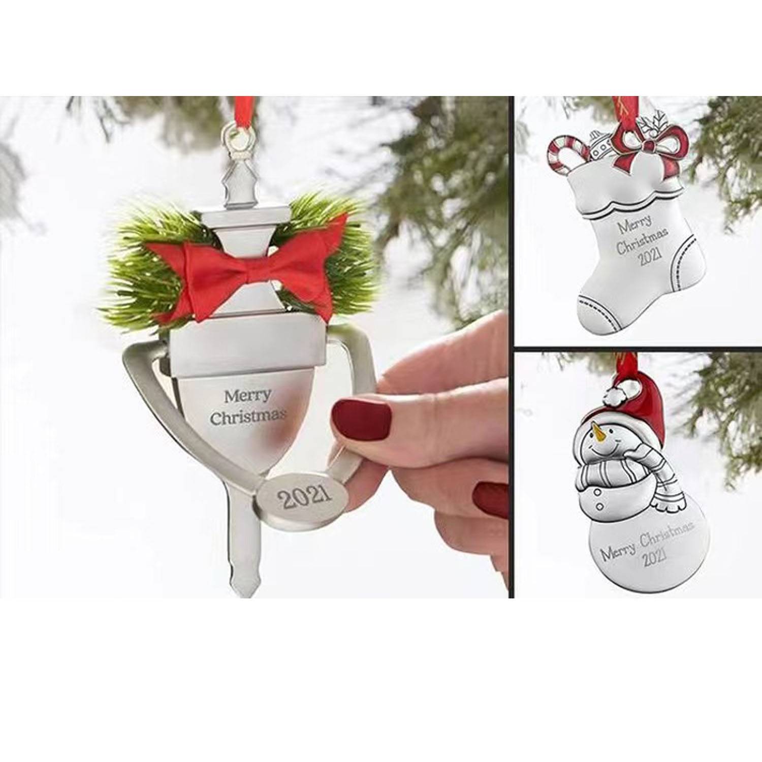 Pendant Christmas Snowman Metal Decoration 6
