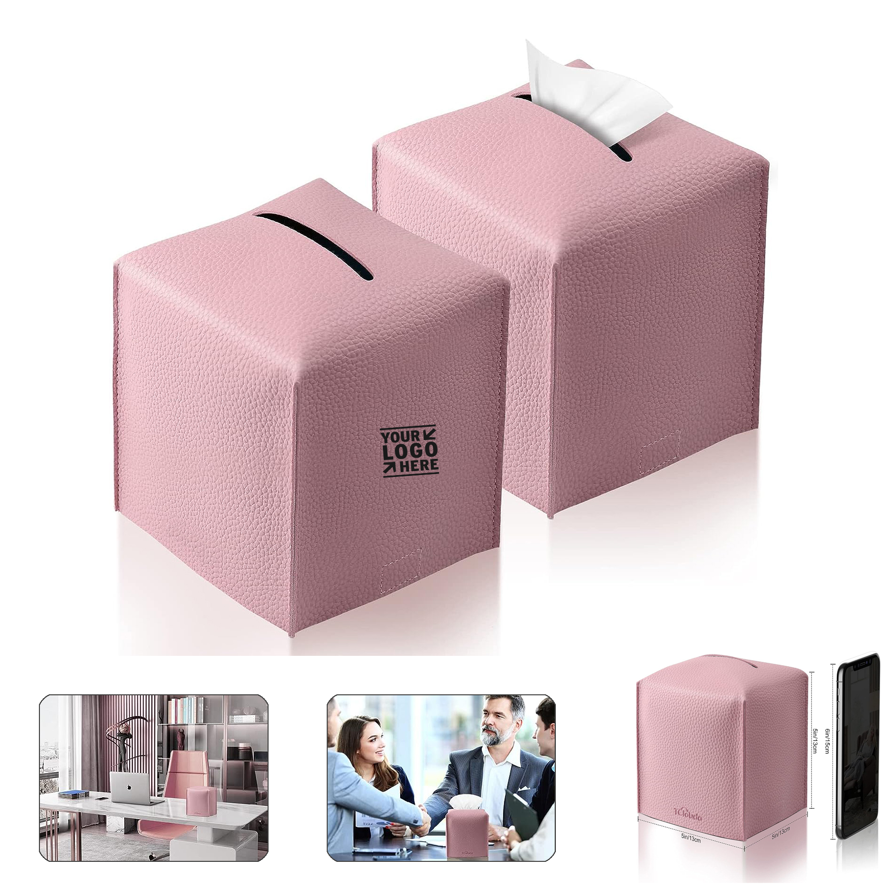 Bathrooms Office PU Leather Tissue Box Cover Modern Simple Solid Color Holder Square Tissue Bag
