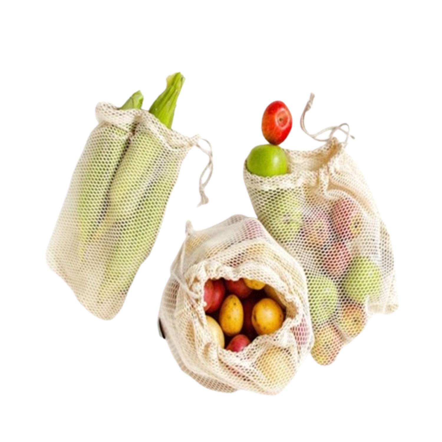 Cotton Mesh Reusable Drawstring Bag 4