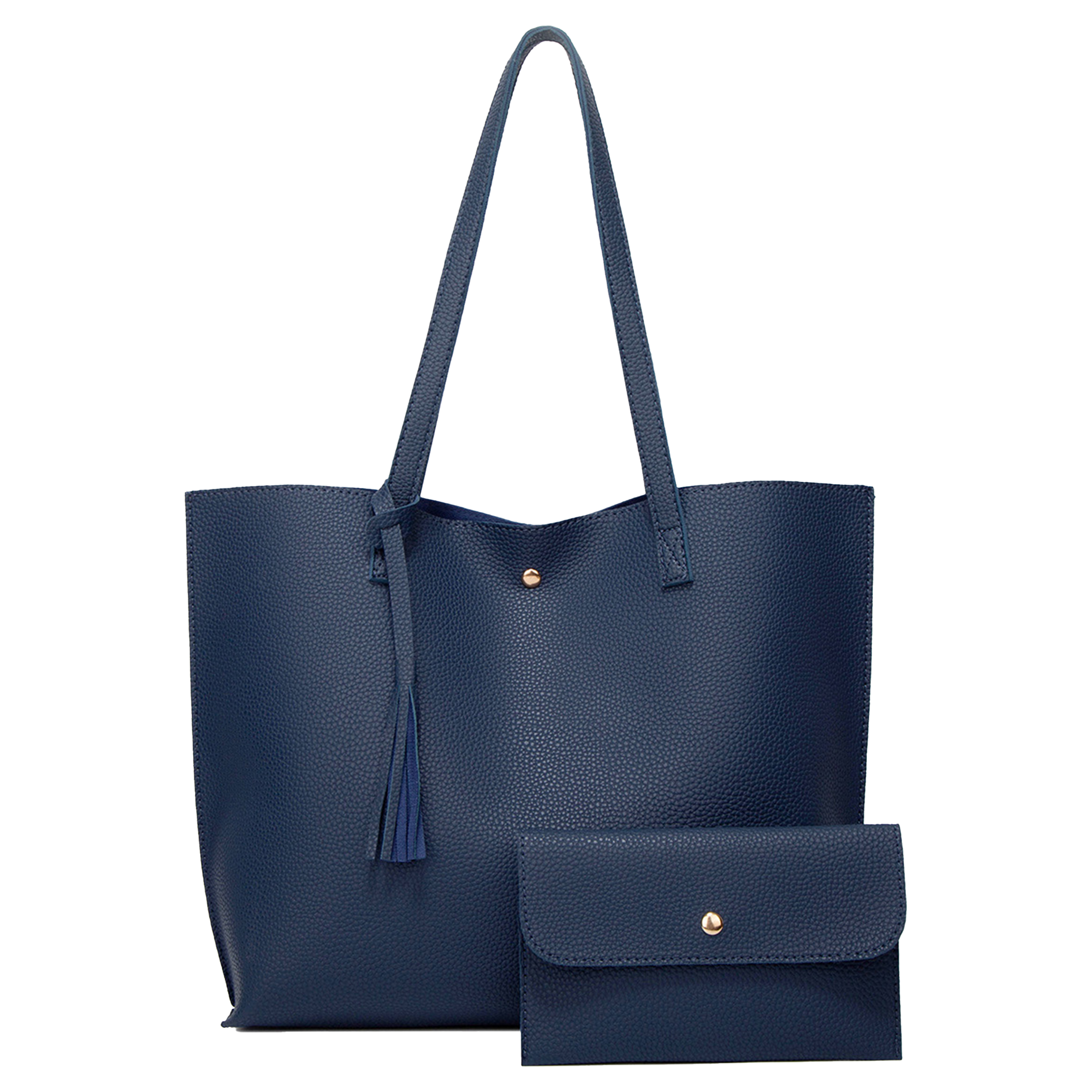 Pu Solid Color Large Capacity Tassel Tote Bag 3