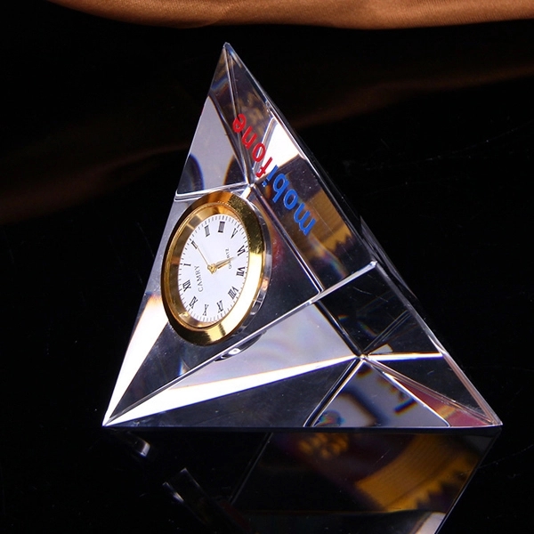 PRISM PYRAMID CRYSTAL with CLOCK 2