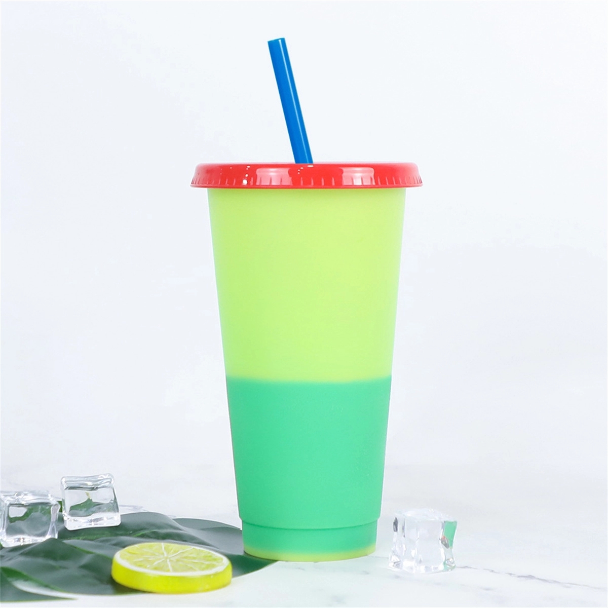 24 Oz Color Changing Reusable Cup With Lid And Straws 5