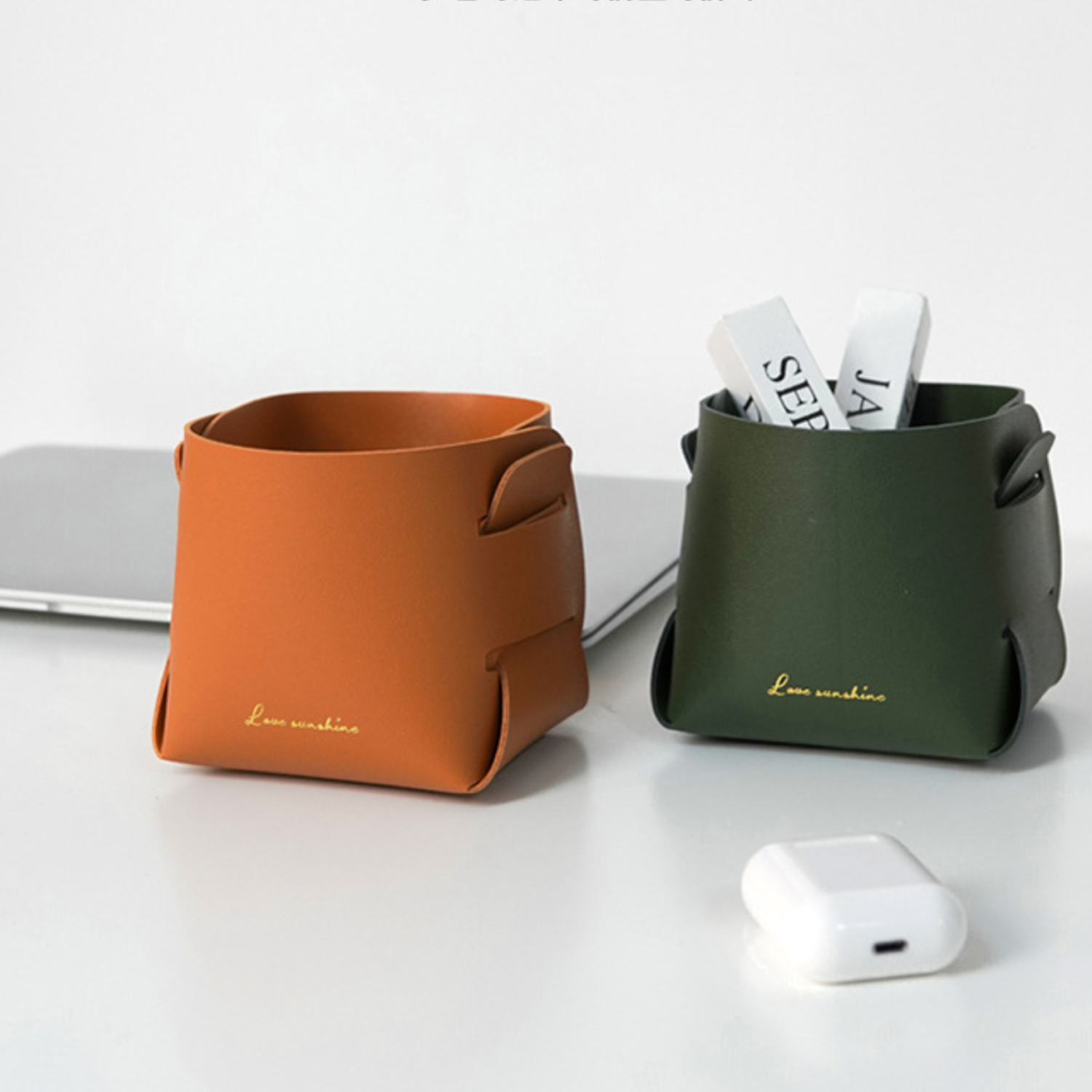 Foldable PU Leather Desktop Storage organizer 3