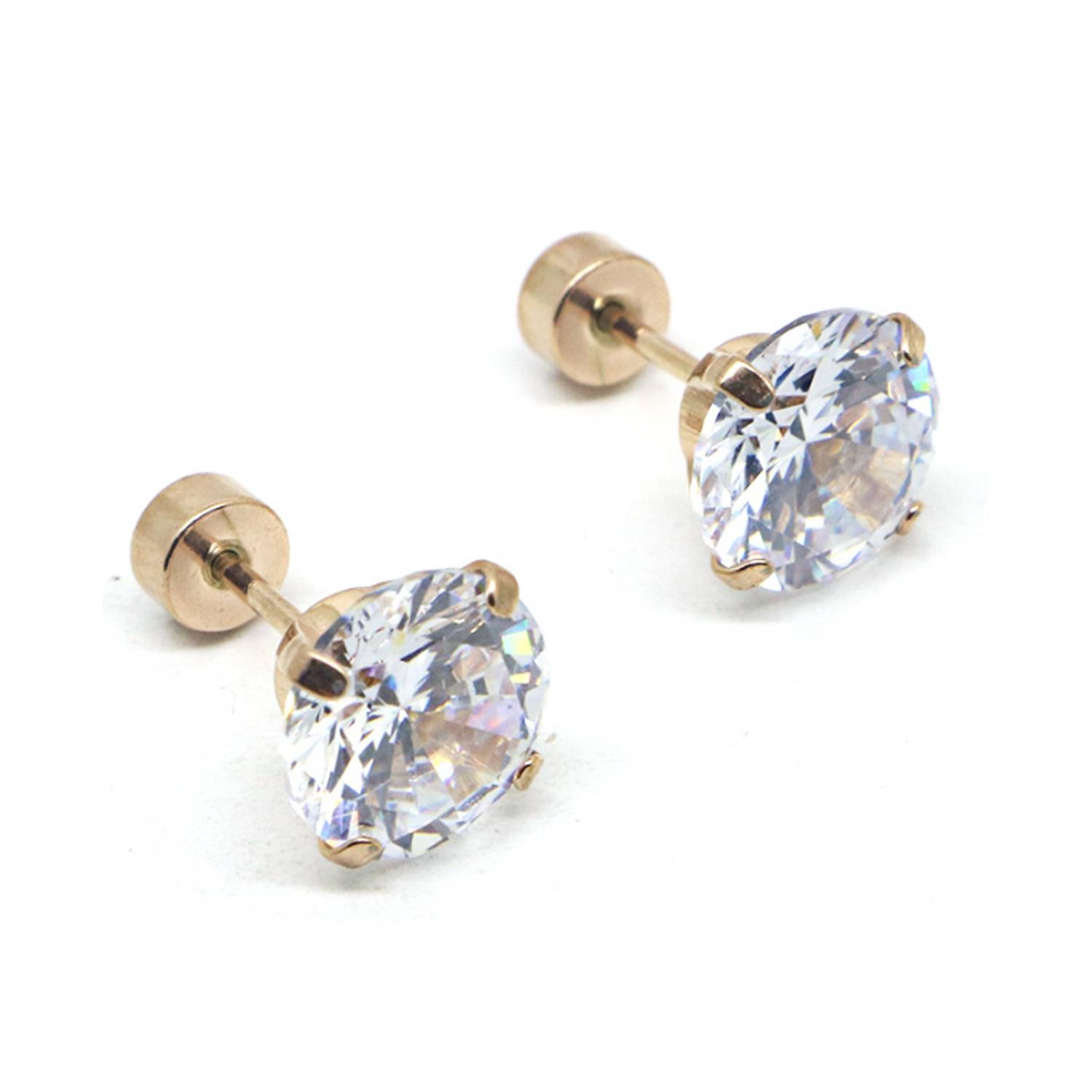Stainless Steel Cubic Zirconia Hoop Earrings 3