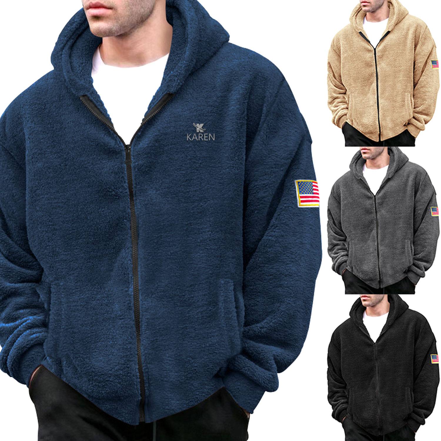 Men's Warm Zip Up Sherpa Fleece Thick Hooded Winter Jacket 4
