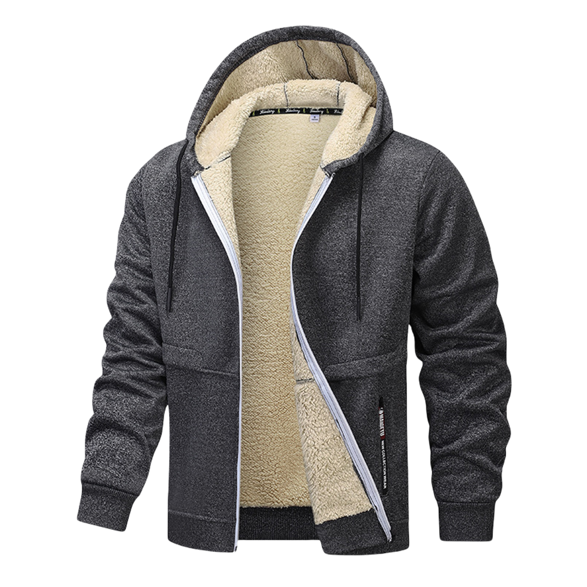 Men's Winter Fleece Hooded Thickened Sherpa Pullover Sweatshirt Oversized Trendy Coat, custom hoodie or sweatshirt with logo imprint 7