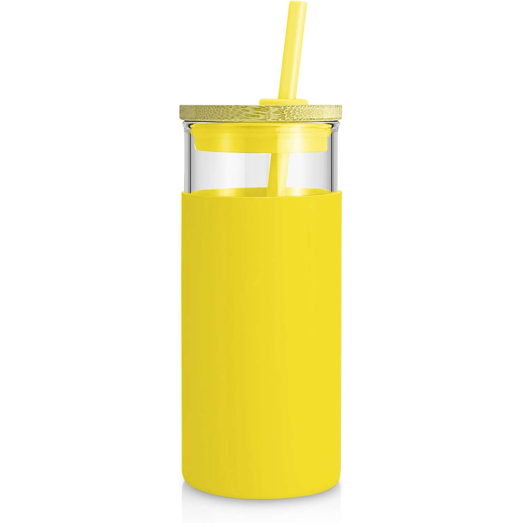 20 Oz Glass with Bamboo Lid and Straw 7