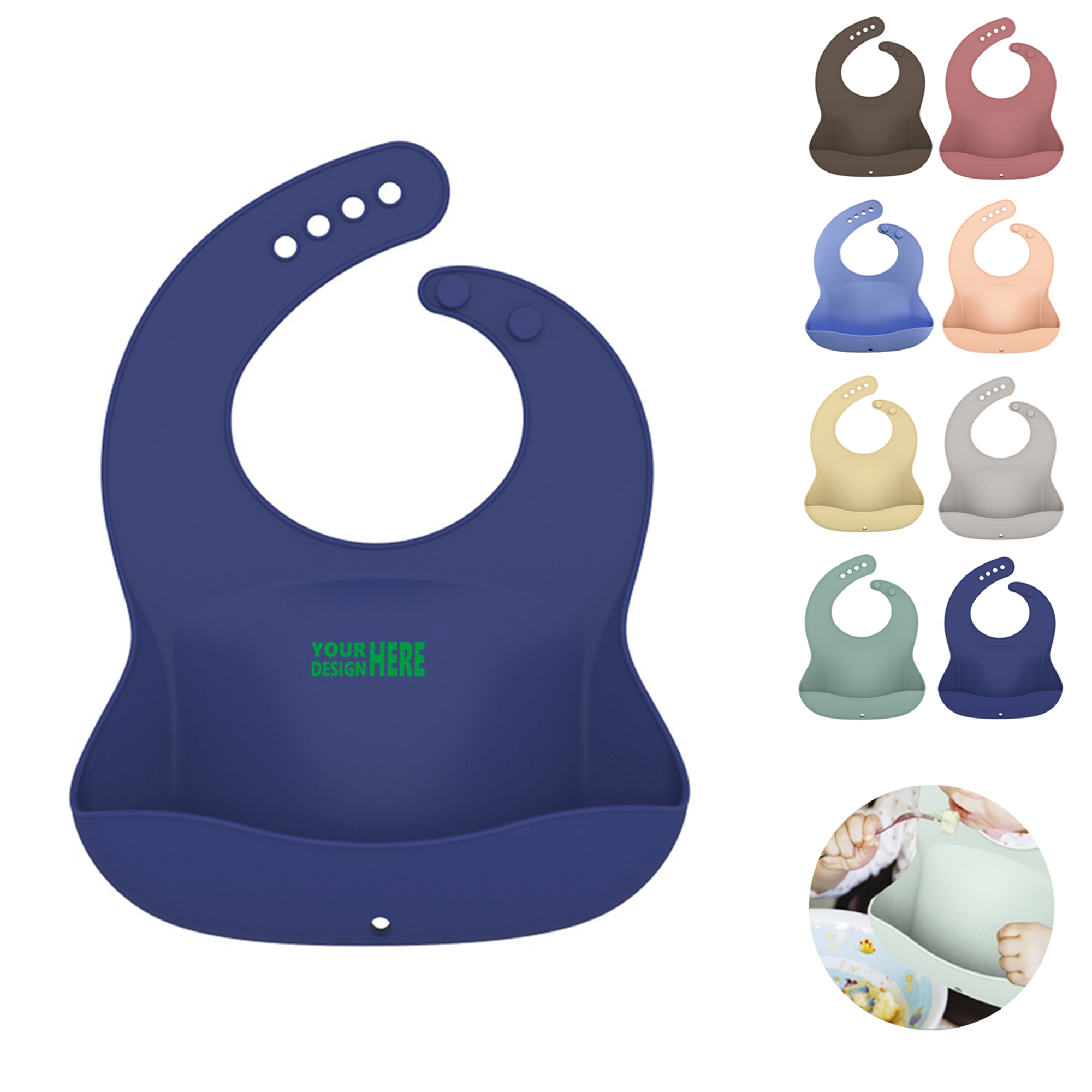Food-Grade Silicone Baby Bibs - Adjustable Neck, Easy Clean 2