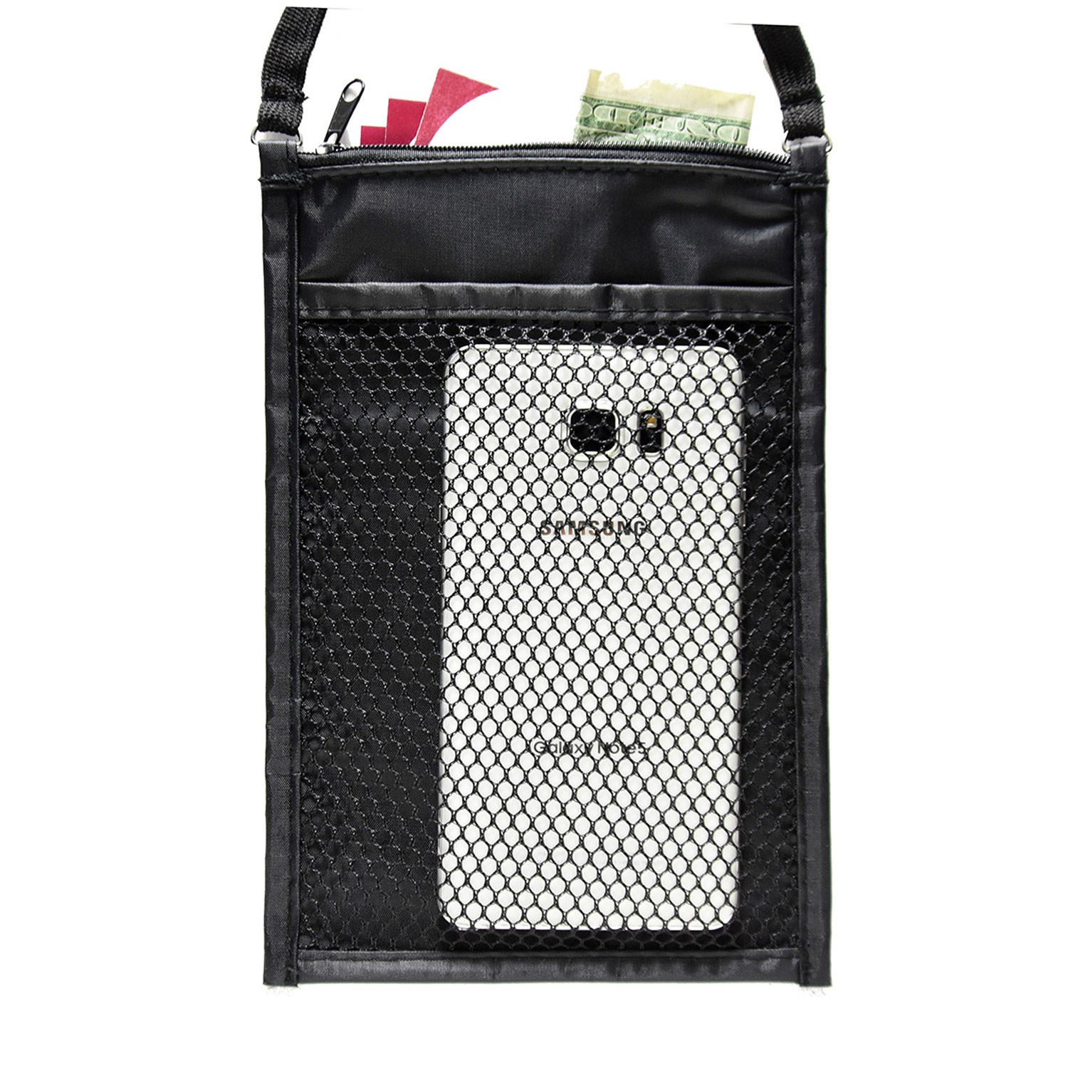 POLYESTER LARGE DOUBLE POUCH NECK WALLET 6