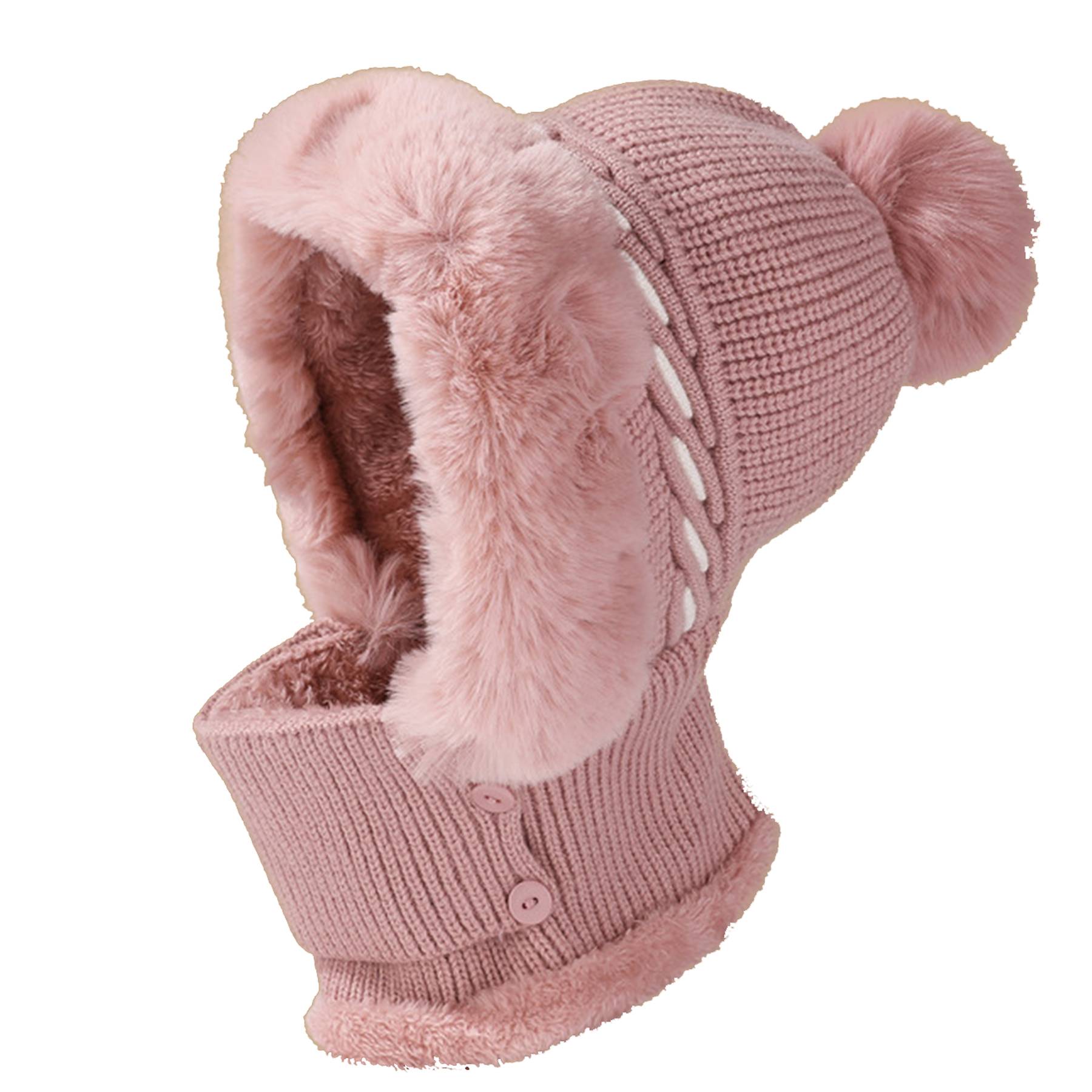 Winter Warm One Piece Fleece Scarf Mask Knitted Hat 2