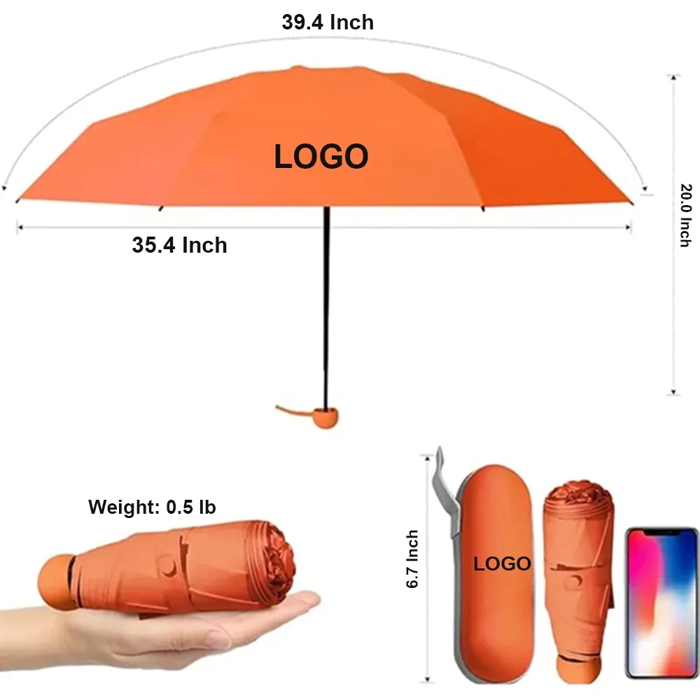 Mini Folding Compact Travel Umbrella with Case 4