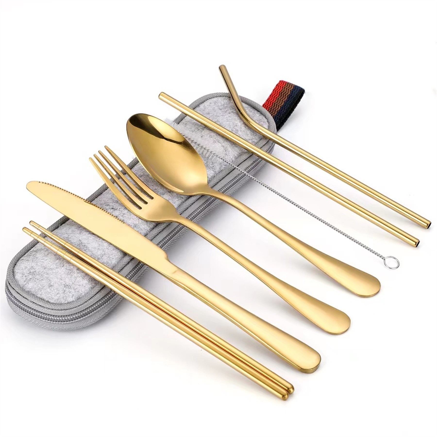 Stainless Steel Utensils With Straw Set Of 7 7