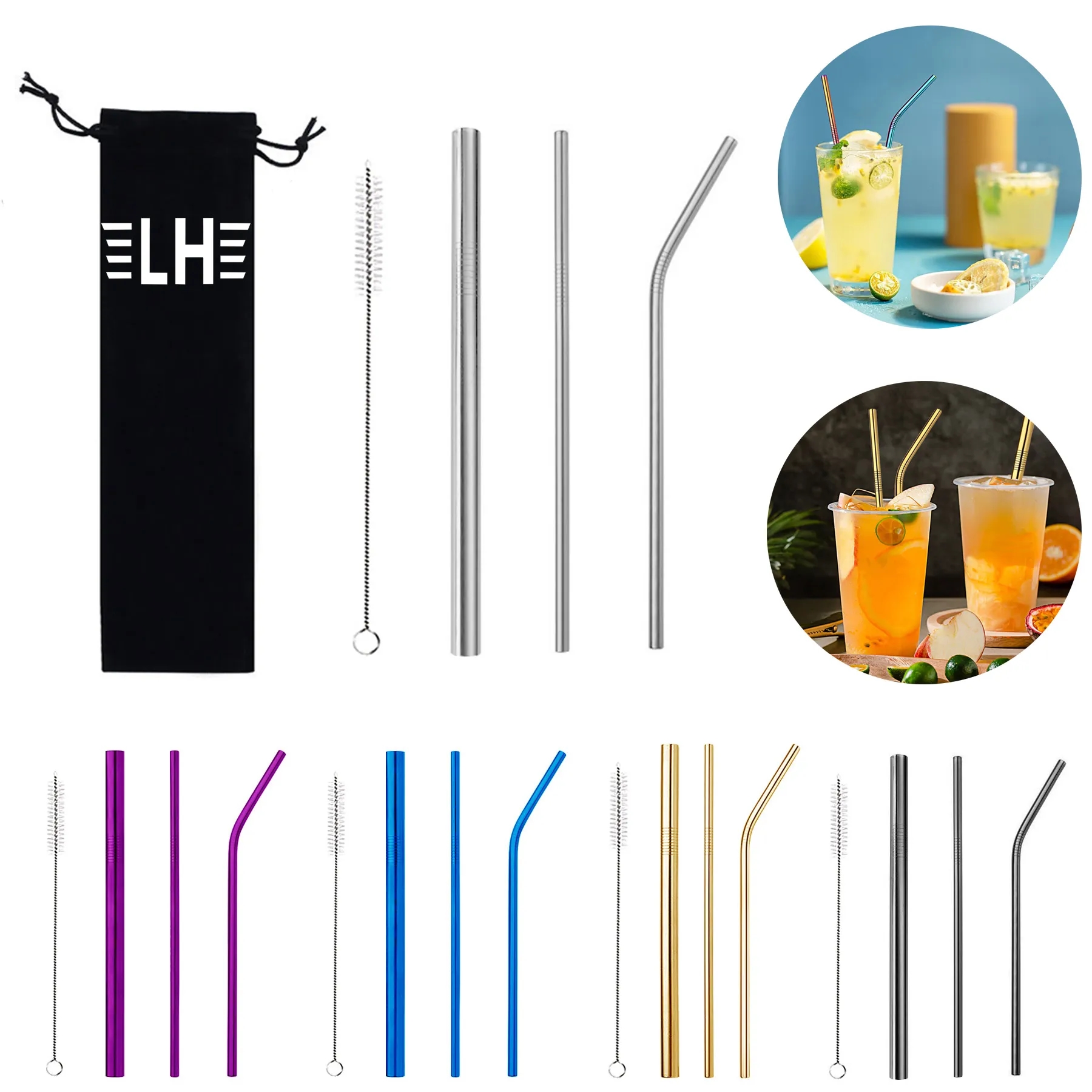 Stainless Steel Straw Set 8