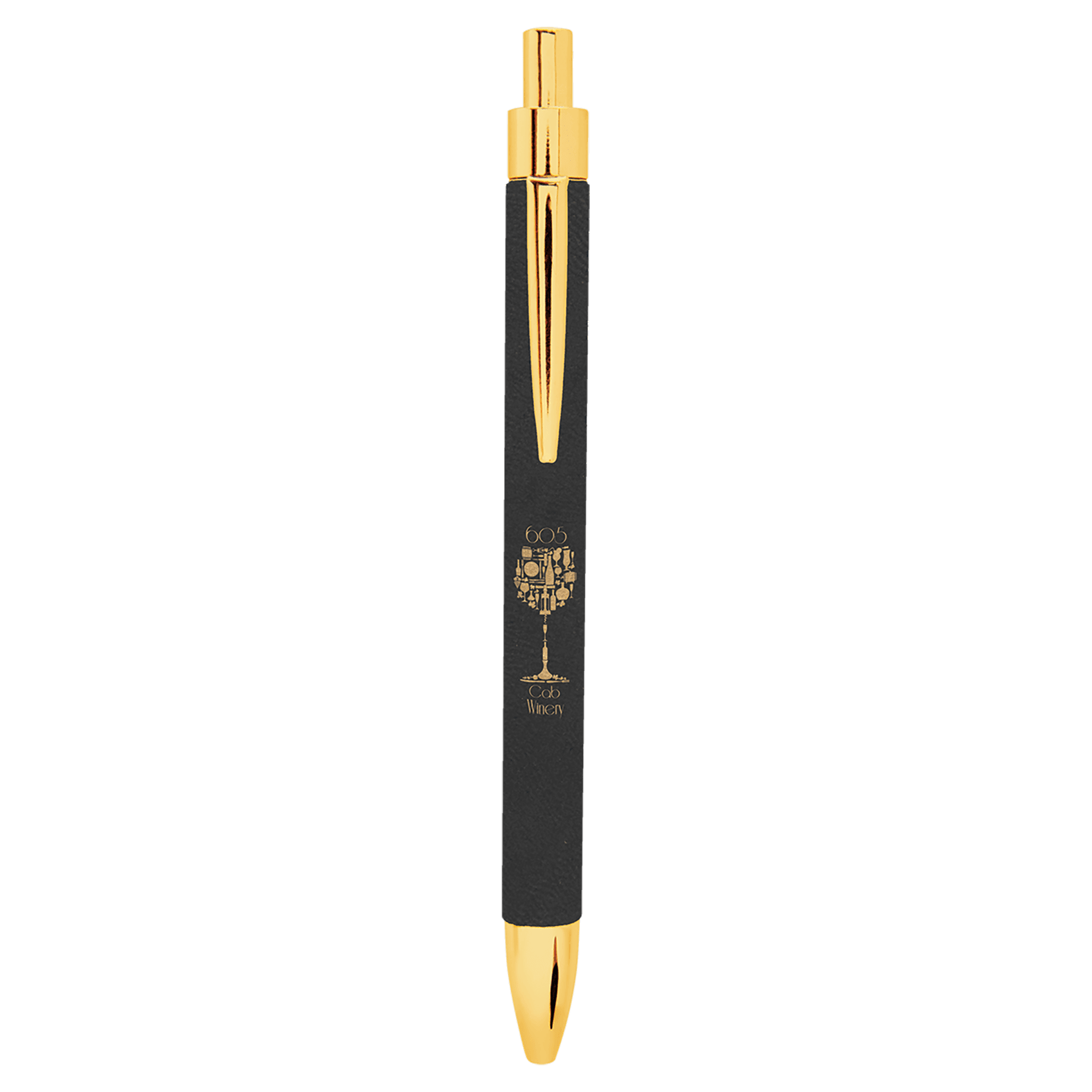 Black/Gold Leatherette Pen 1