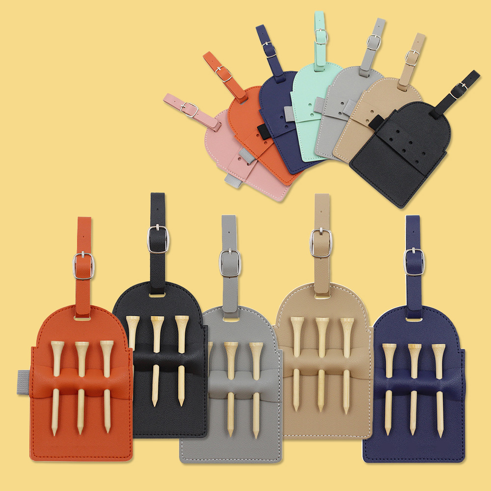 Portable Vegan Leather Golf Tee Bag Holder