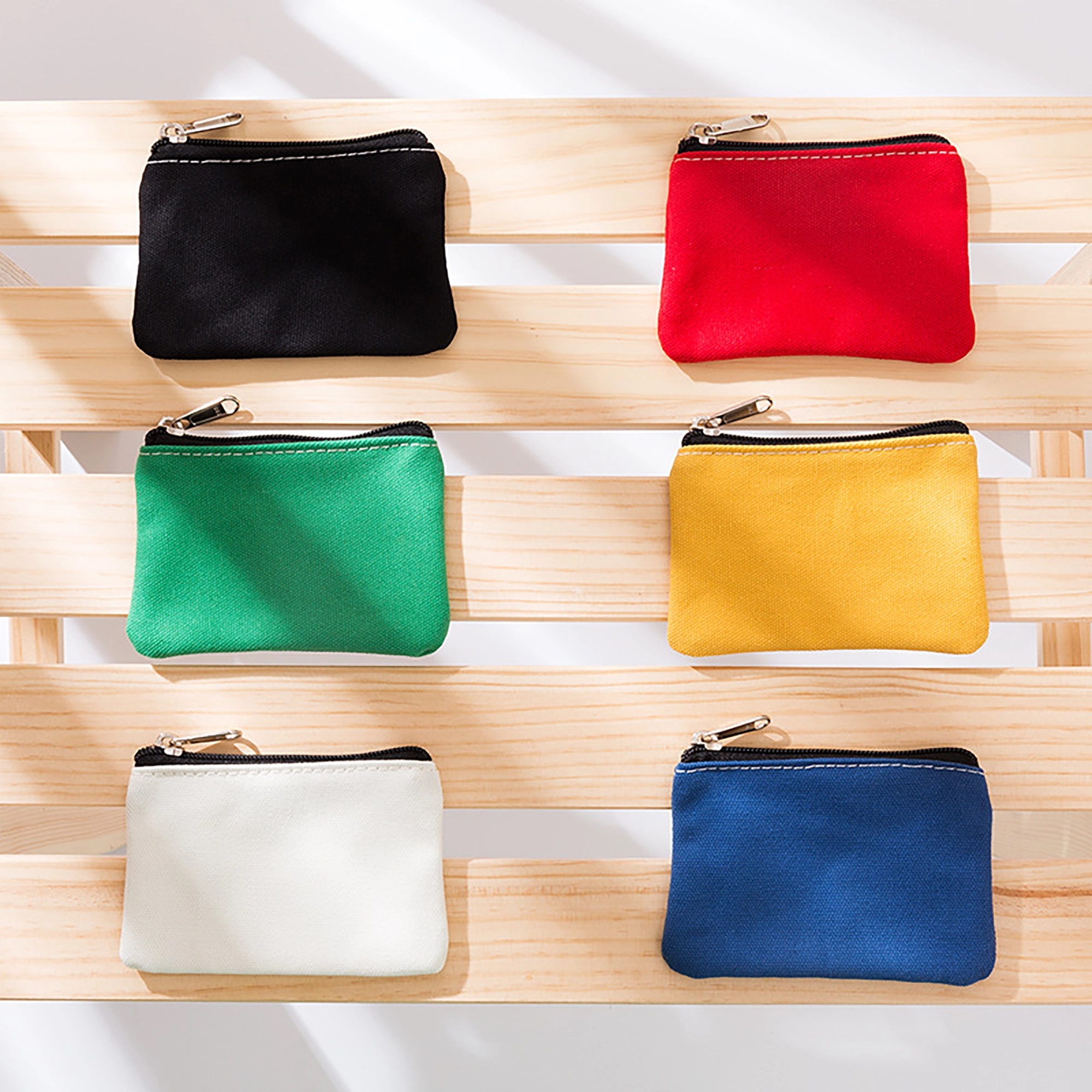 MOQ 50pcs Canvas Small Zipper Blank Coin Purses Pouches 28