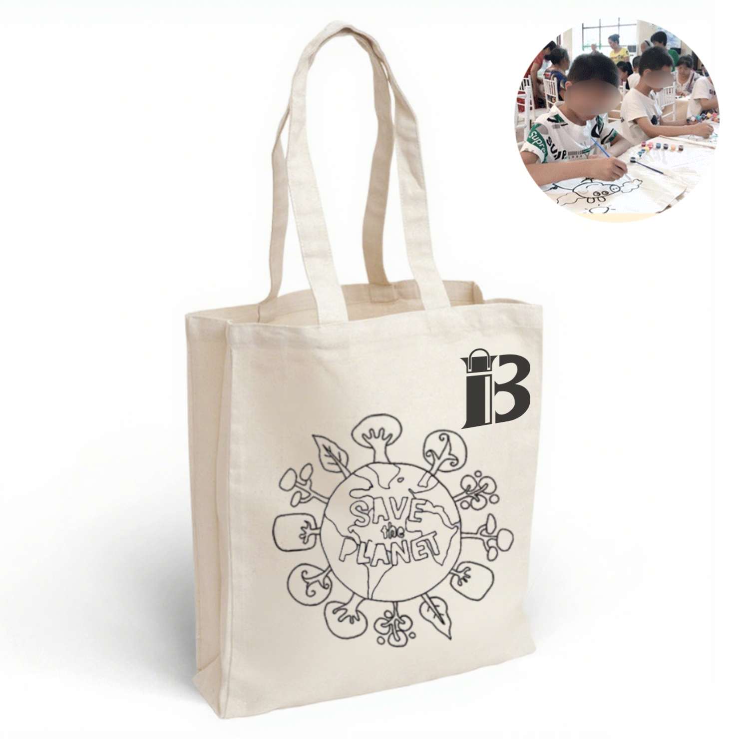 Waterproof Colors DIY Graffiti Kids Canvas Tote Bag 1