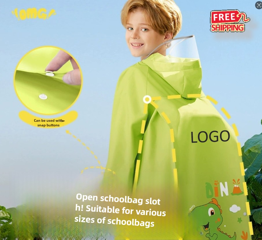 Waterproof Kids Rain Poncho with Hood 6