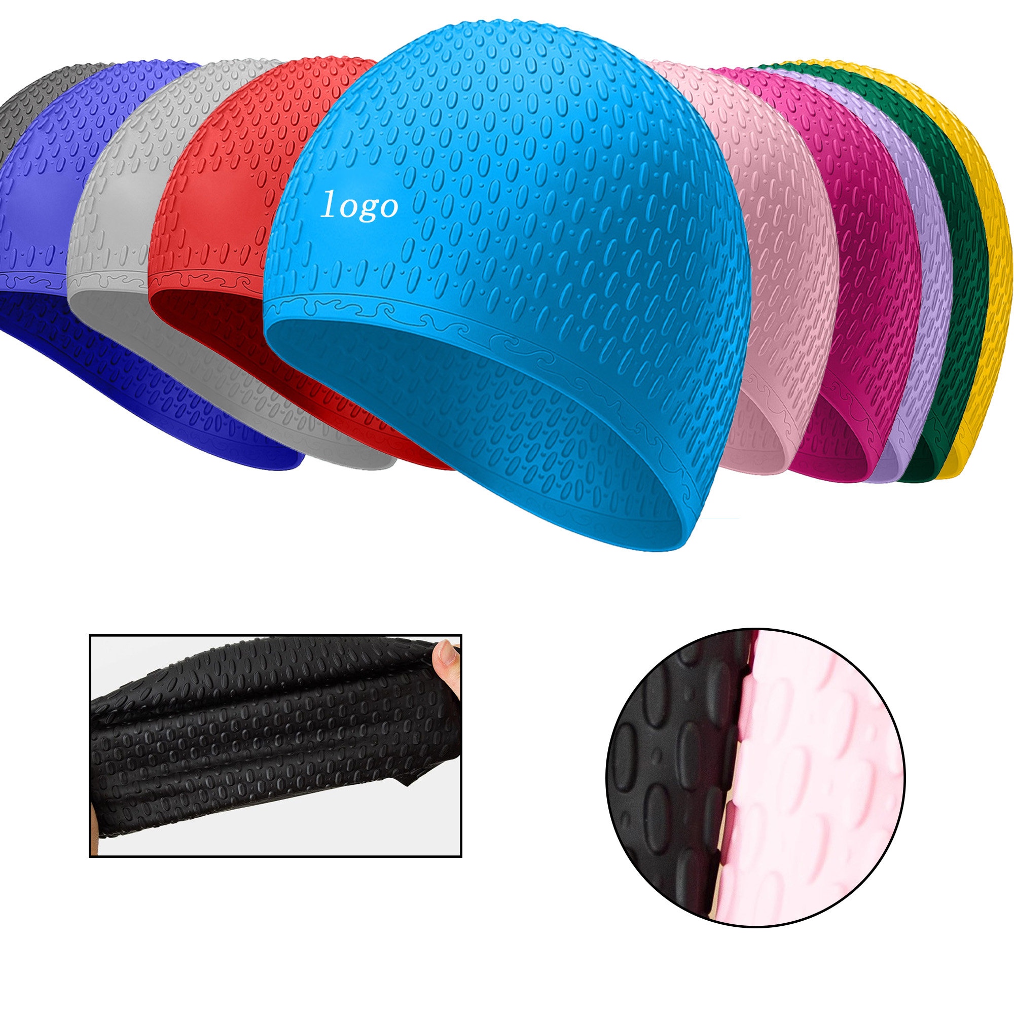 Quick-Drying Silicone Swimming Cap With Ear Protection 2