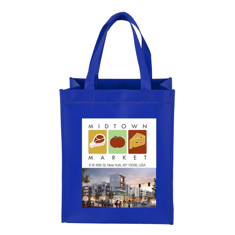 10"W x 12"H x 8" Gusset - "FULL VIEW" Junior Large Imprint Grocery Shopping Tote Bag 14
