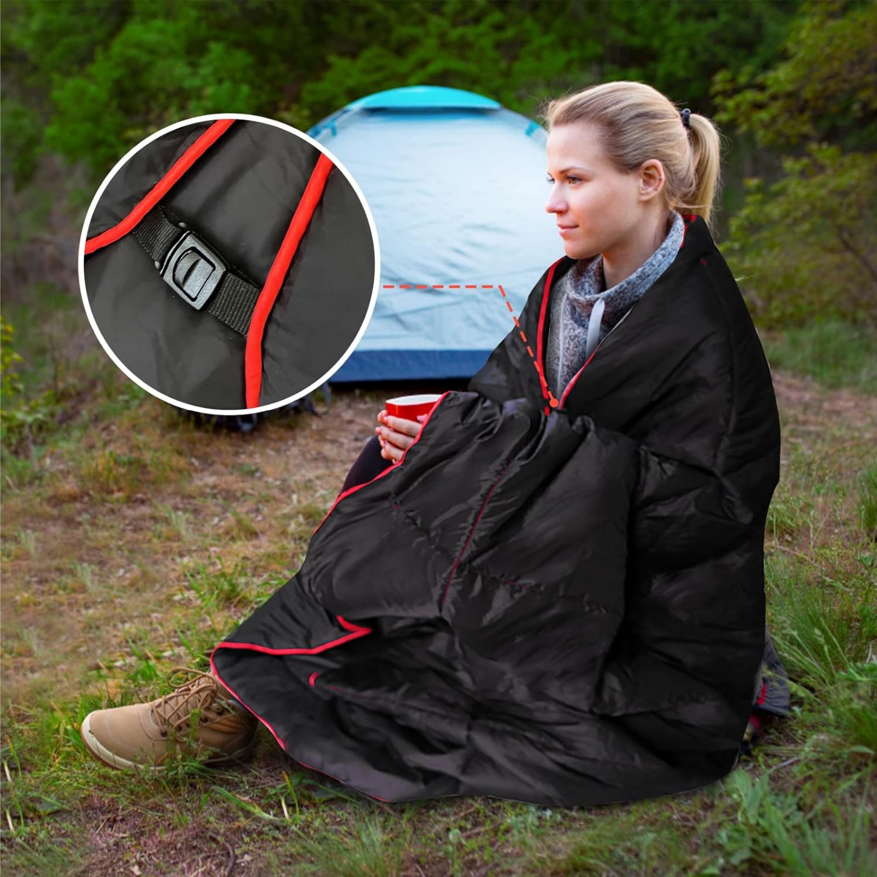 Puffy Waterproof Camping Wearable Packable Blanket 1