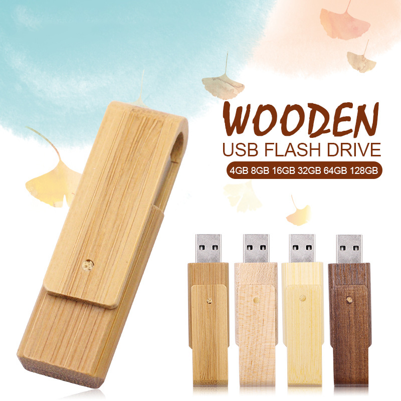 360 Degree Rotatable Wooden USB 16GB Thumb Flash Drive for Date Storage 2