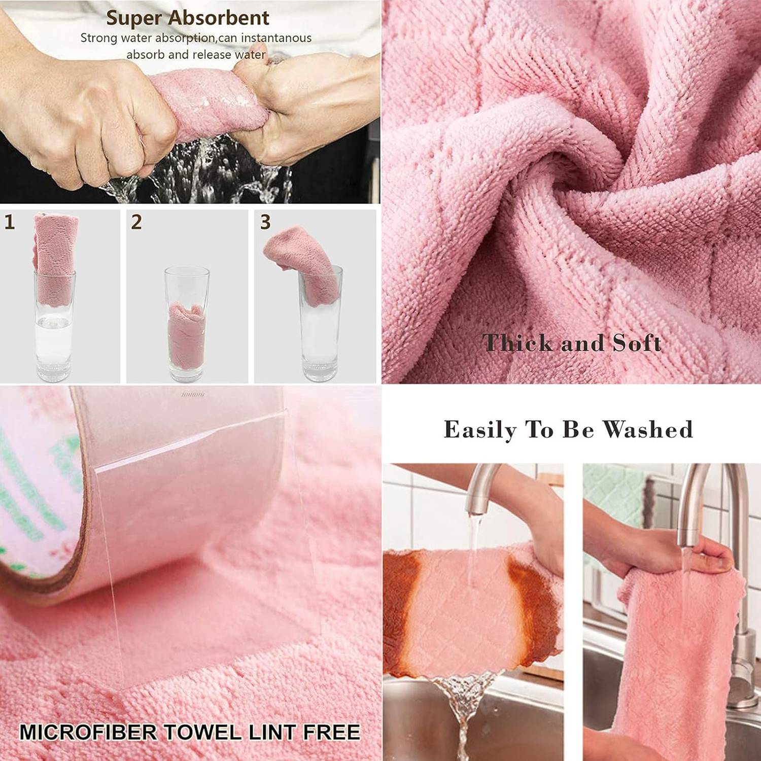 Thick Microfiber Dish Cloth - Absorbent & Scratch-Free 6