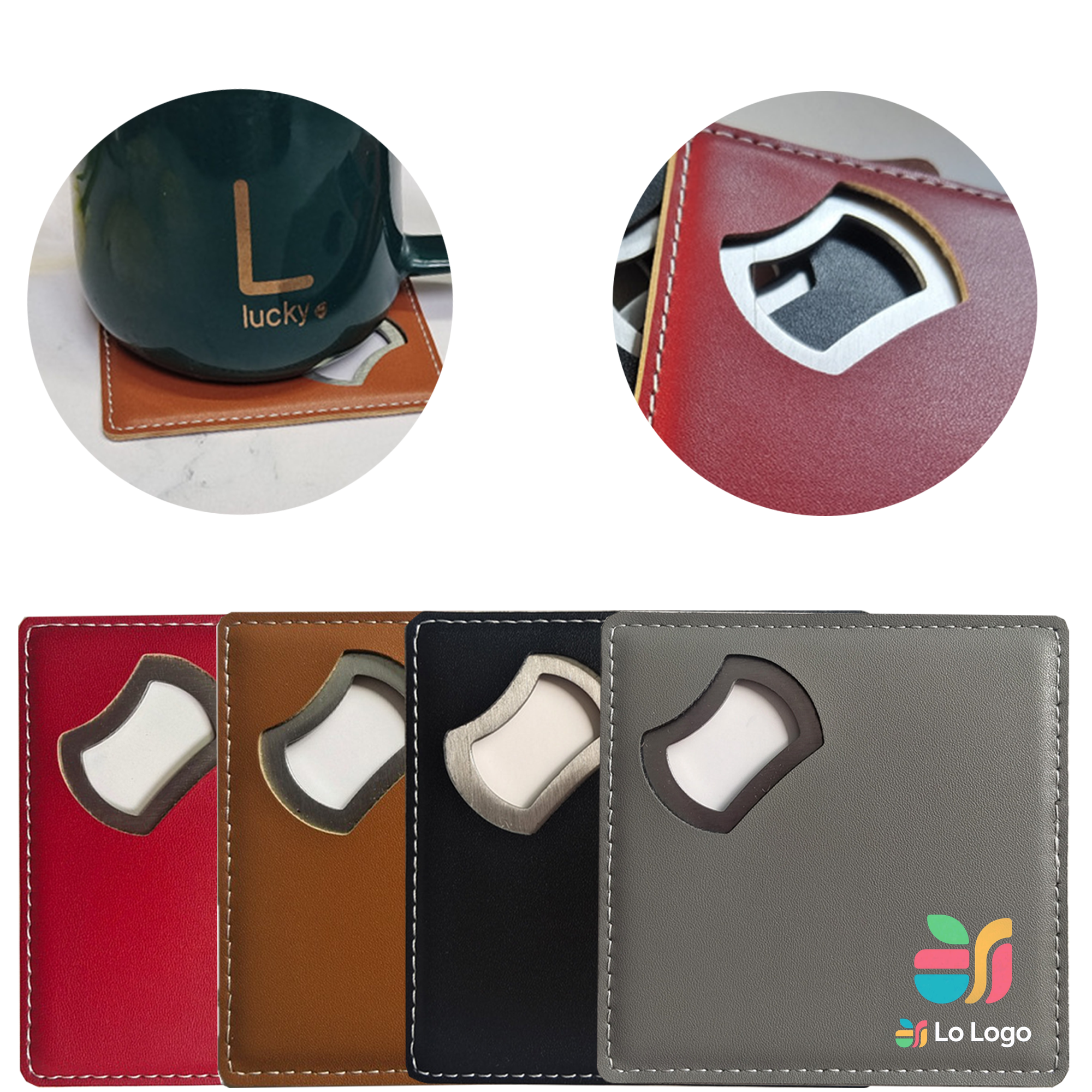 Square Leather Drink Coaster 2