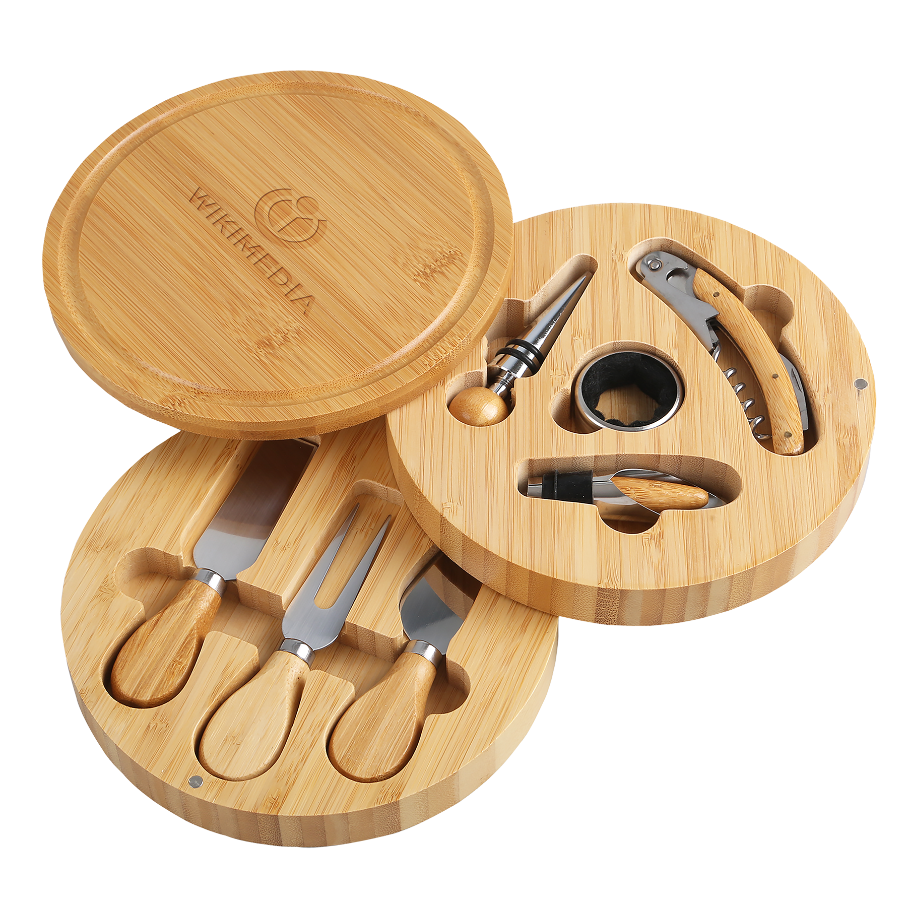 8 Piece Swivel Top Bamboo Cheese Board Set 5