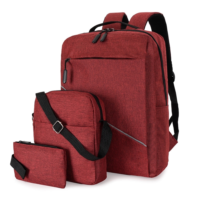 Three-Piece Casual Laptop Backpack With USB Charge Port 4