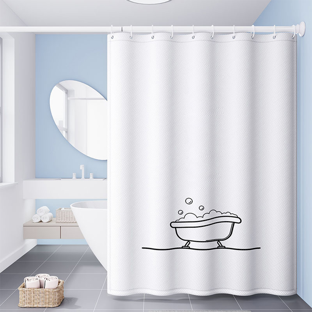 Polyester Fabric Shower Curtain with Bathroom 31.5" W x 70.9