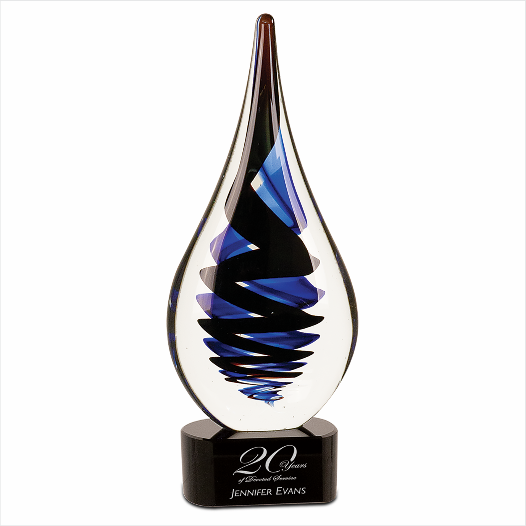 11 1/4" Black Twist Rain Drop Art Glass 3
