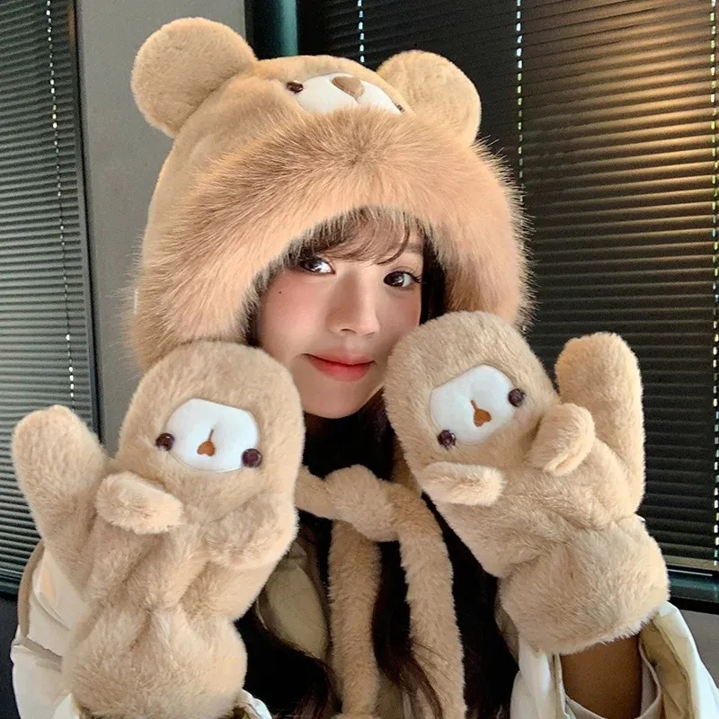 Plush Bear Hat Set 4