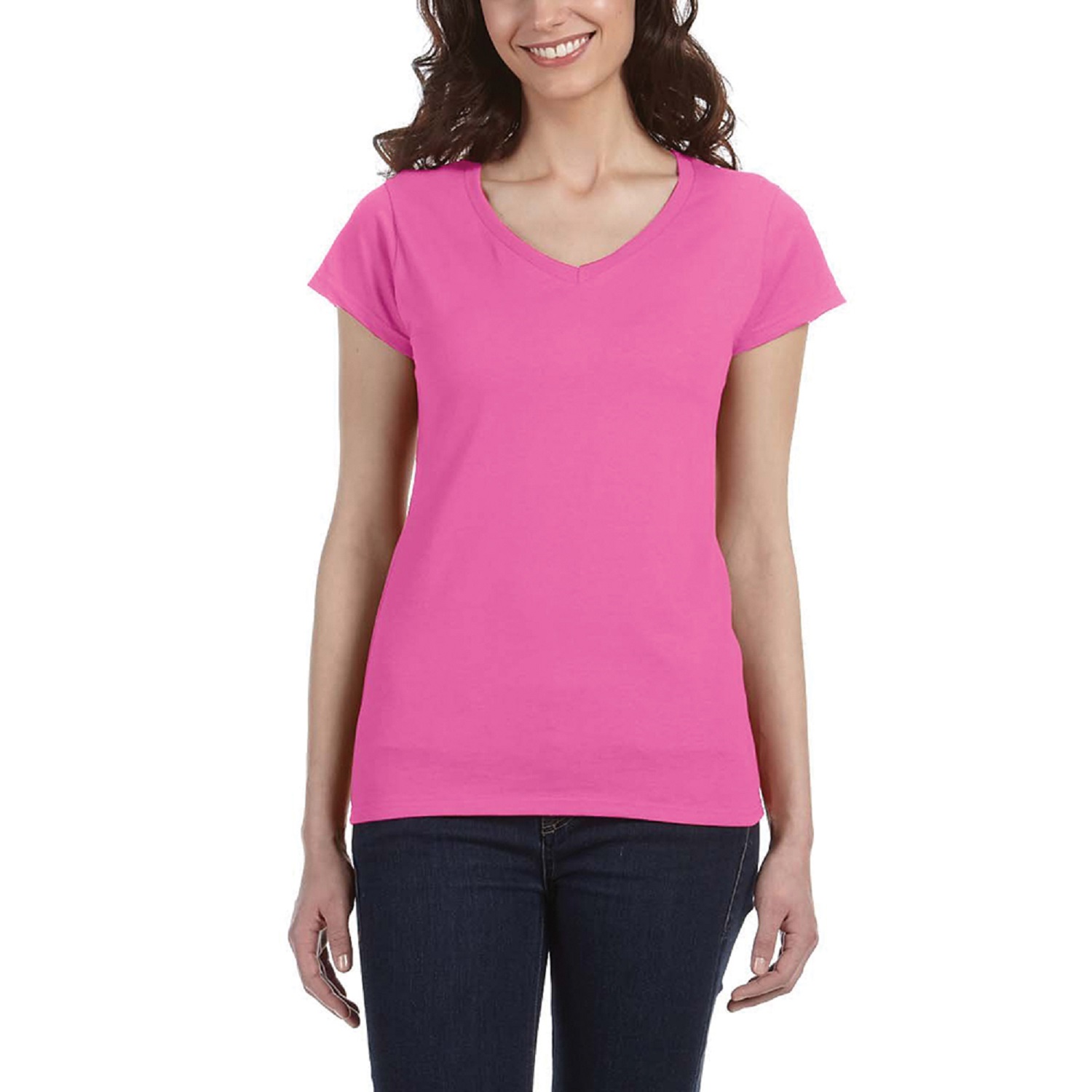 Ladies Preshrunk Cotton V-Neck T-Shirt 8