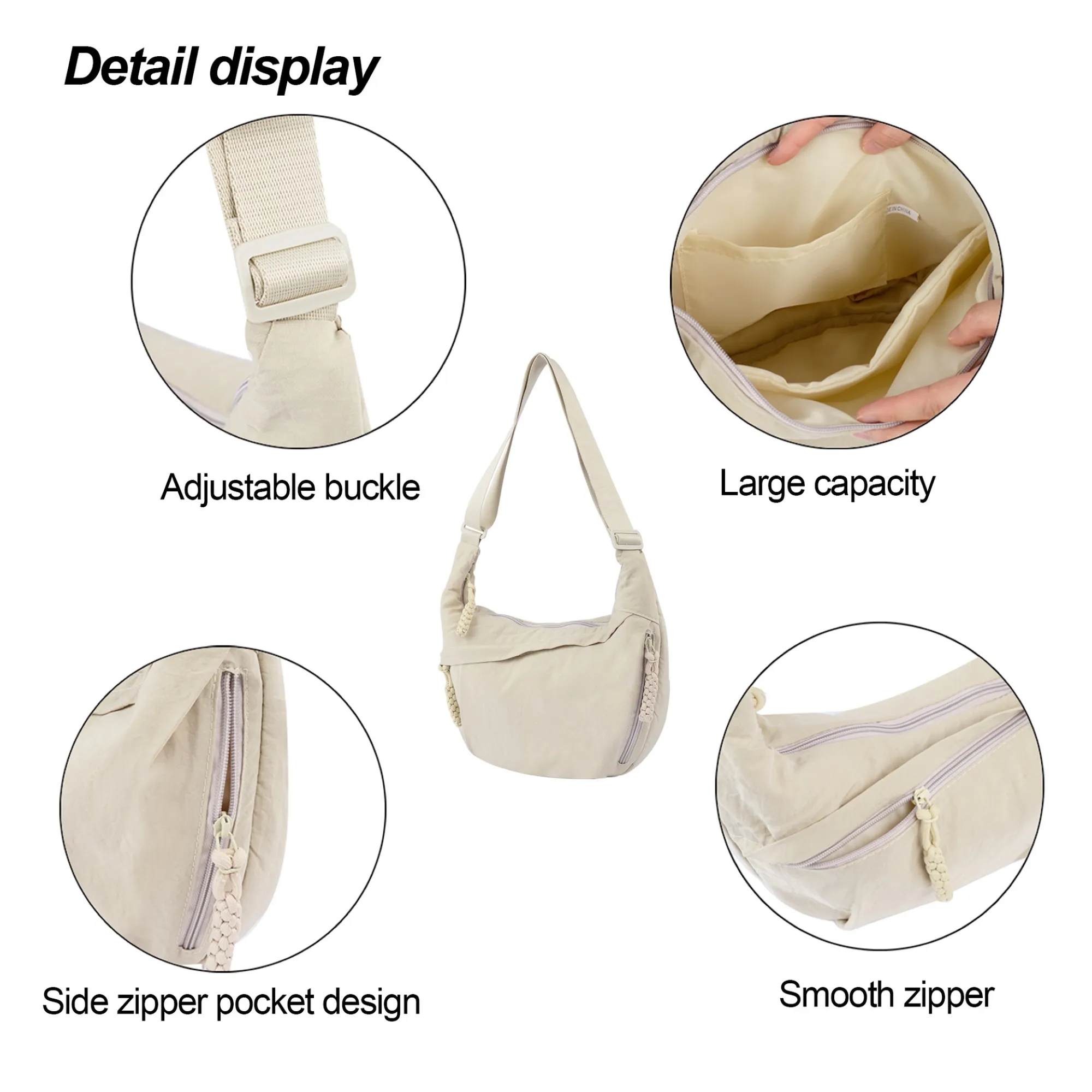 Large Capacity Fashion Crescent Shaped Shoulder Bag 5