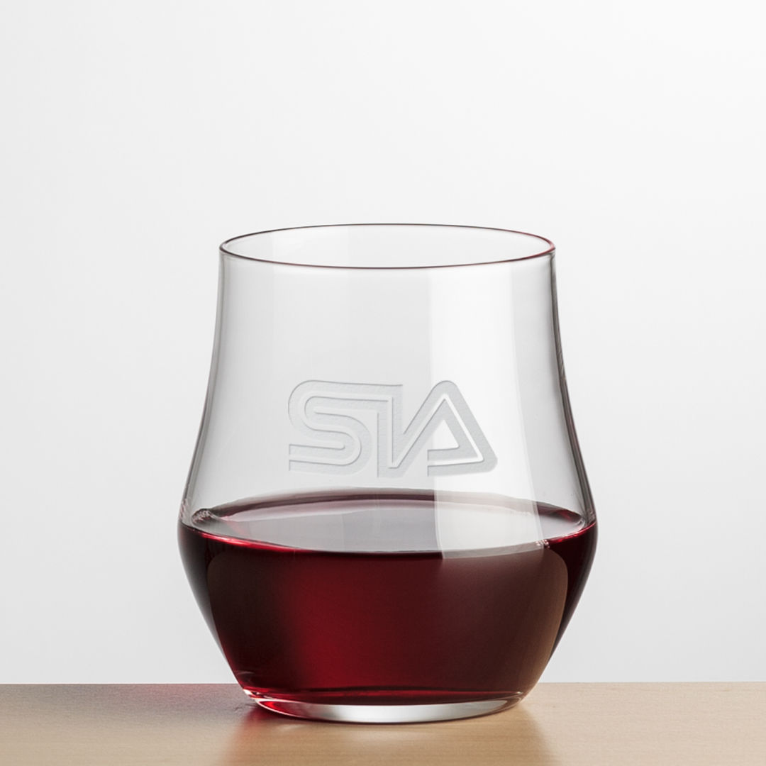 Atlantis Stemless Wine - Deep Etch, custom glassware with logo imprint 2