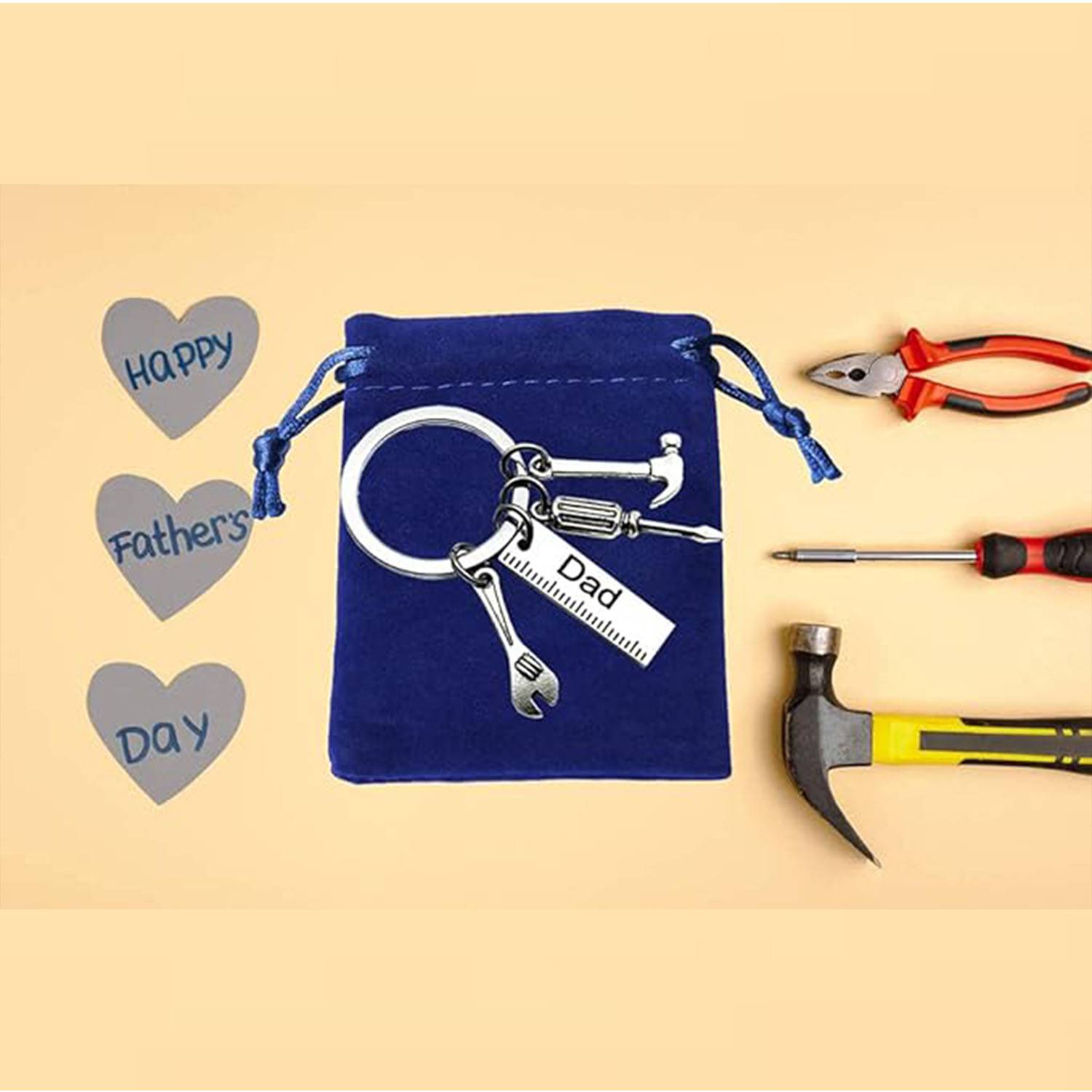 Screwdriver And Wrench Shaped Stainless Steel Keychain 3