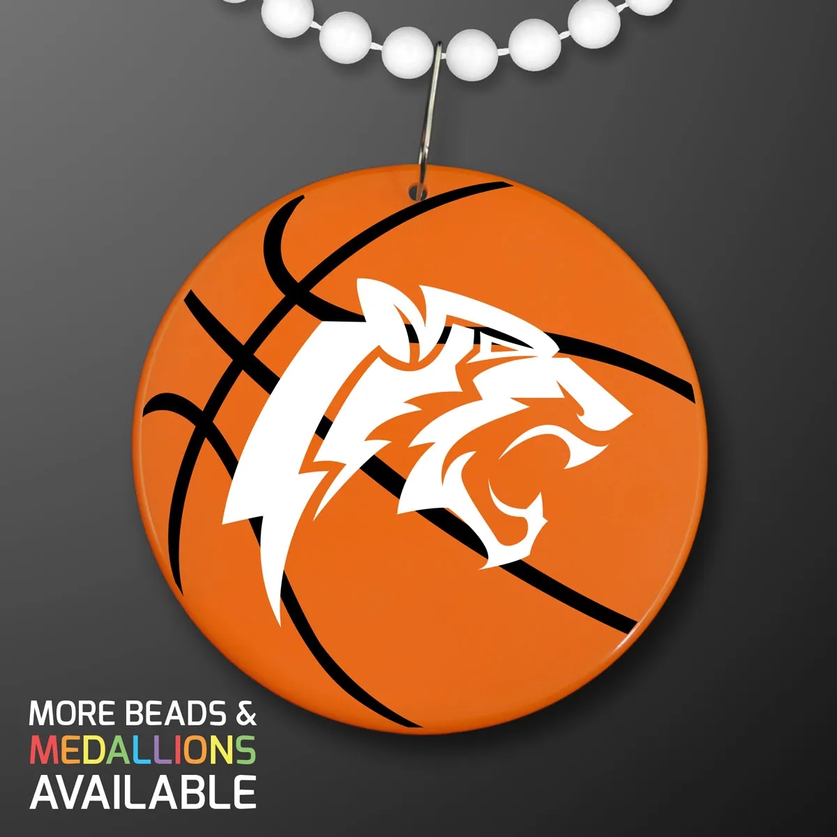 Basketball Medallion on Beads Necklace (NON-Light Up) 15
