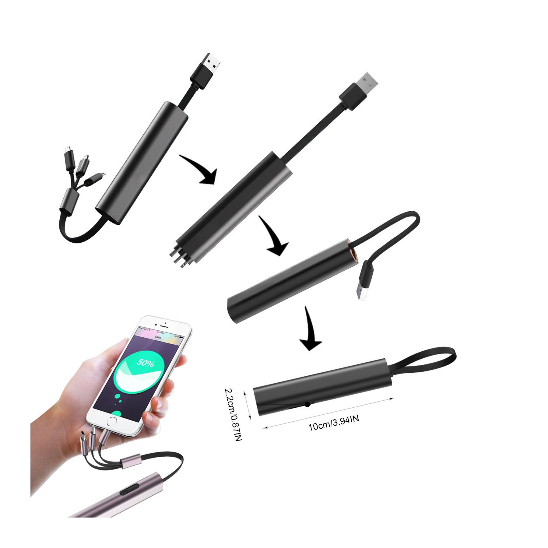 Retractable 3 in 1 Charging Travel Cable Phone Charger 2