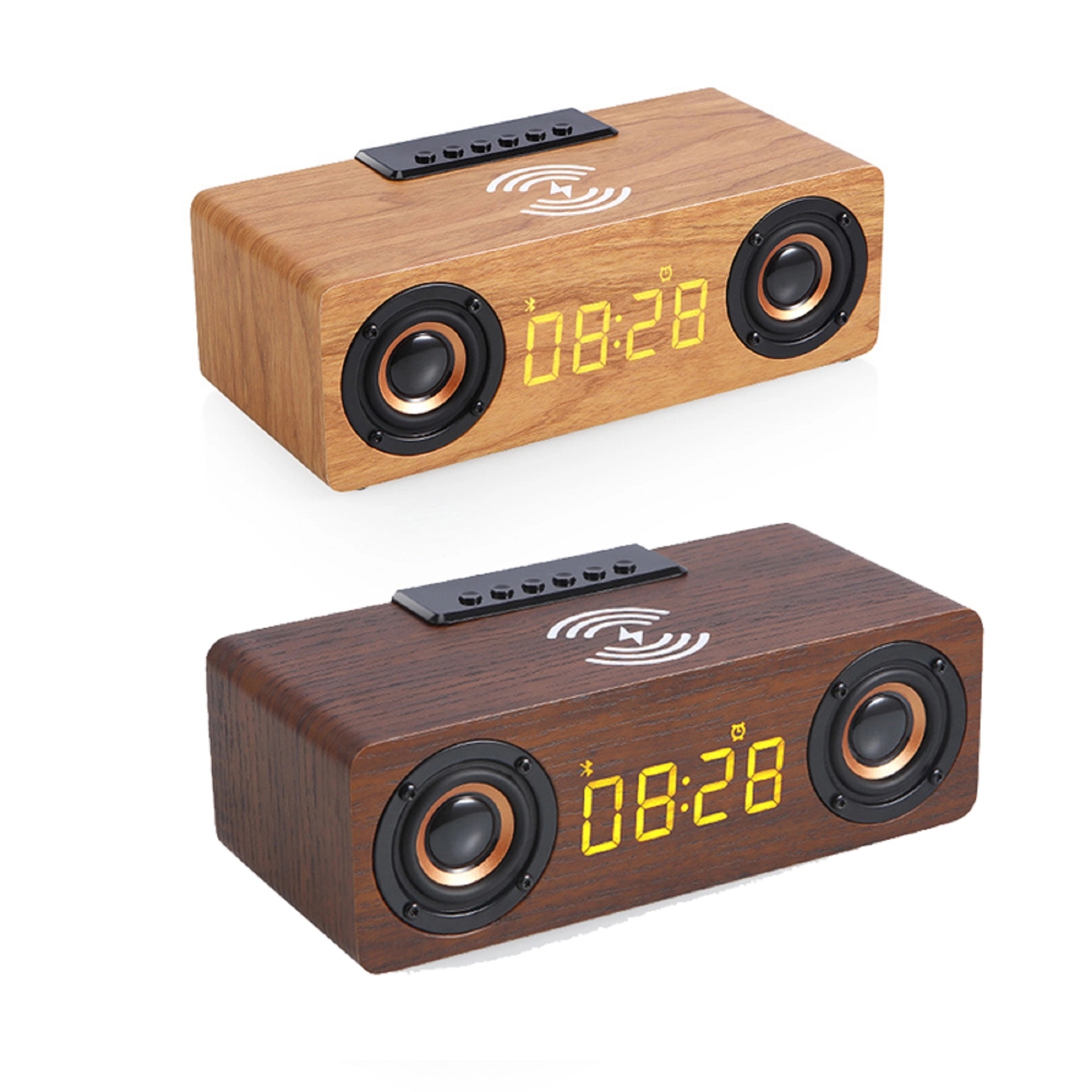 Wooden 10 W Wireless Charger with Alarm Clock & Speaker 6