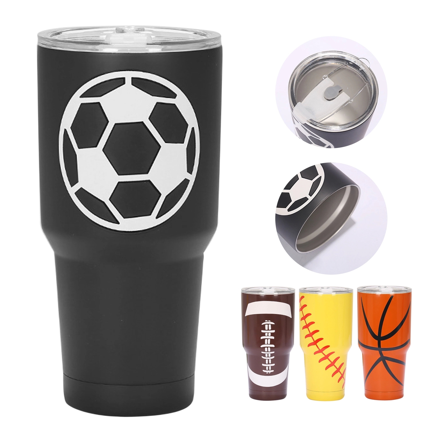 30Oz Football Tumbler Double Wall Insulated Coffee Cup 2
