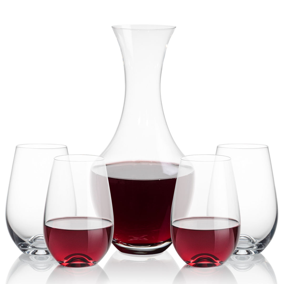 Oldham Carafe & Boston Stemless Wine 4