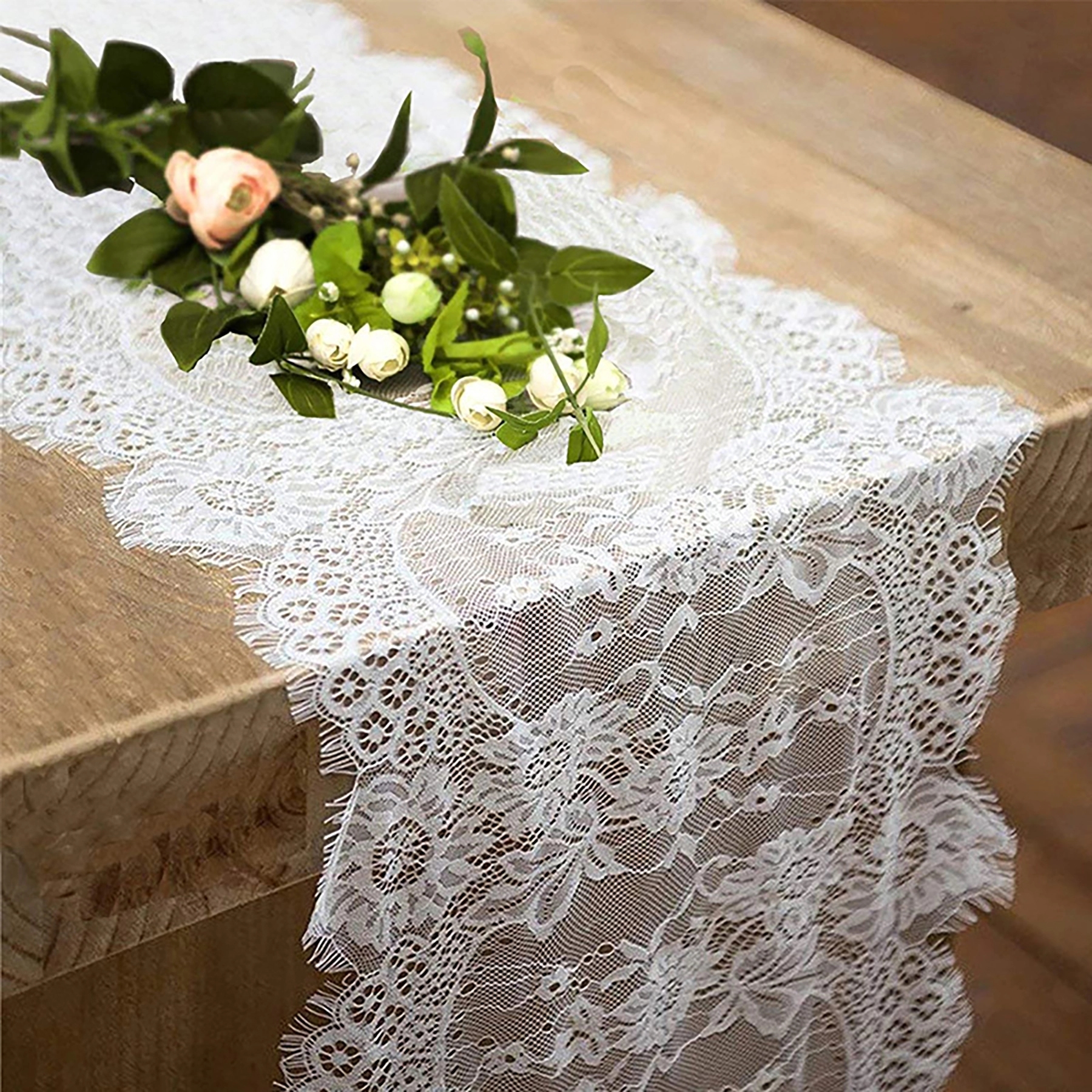 Lace Table Runner 14*118 In White Classy for Rustic Wedding 6